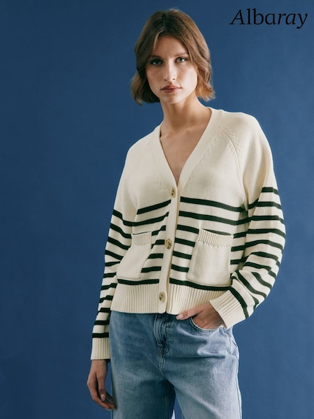 Albaray Relaxed V-Neck 100% Organic Cotton Cardigan (F20957) | £75