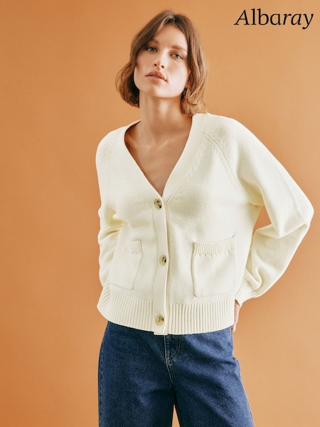 Albaray Relaxed V-Neck 100% Organic Cotton Cardigan (F20975) | £69