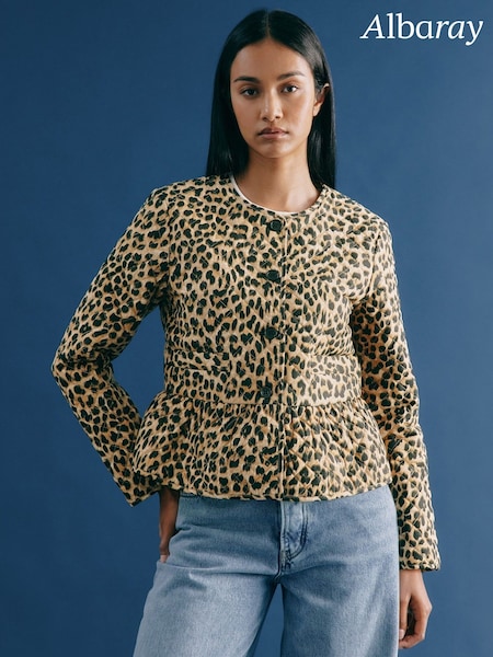 Albaray Animal Brown Quilted 100% Organic Cotton Jacket (F20987) | £99
