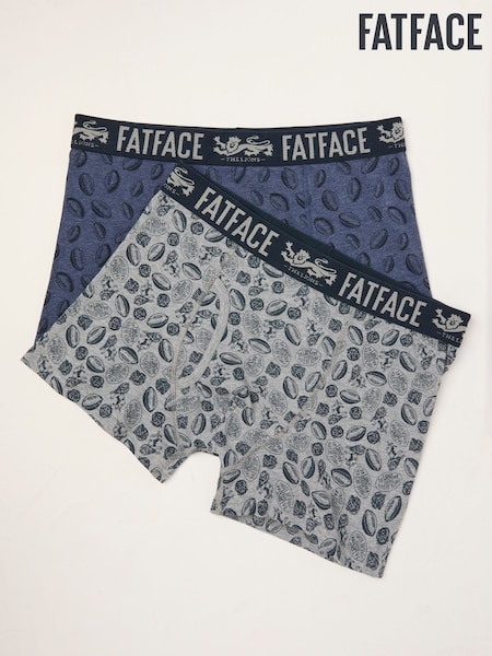 FatFace Navy 2 Pairs of Lion's Tour Boxers (F20997) | £22