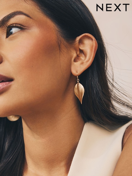 Gold Tone Wave Petal Drop Earrings (F21022) | £8.50