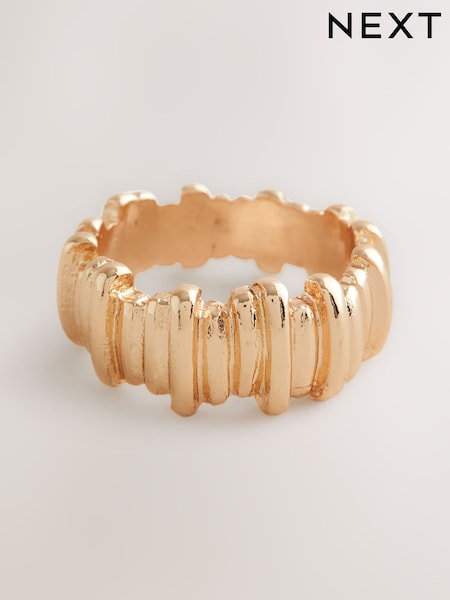 Gold Tone Ridged Ring (F21033) | £7