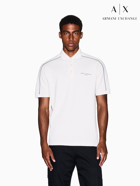 Armani Exchange Regular Fit Grey Logo Polo Shirt (F21043) | £85
