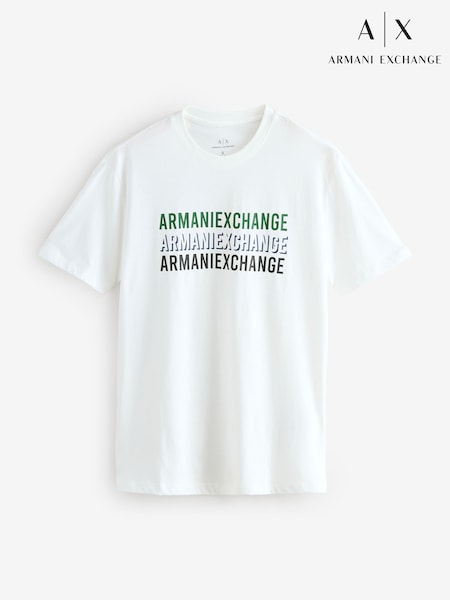 Armani Exchange Regular Fit Logo White T-Shirt (F21057) | £55