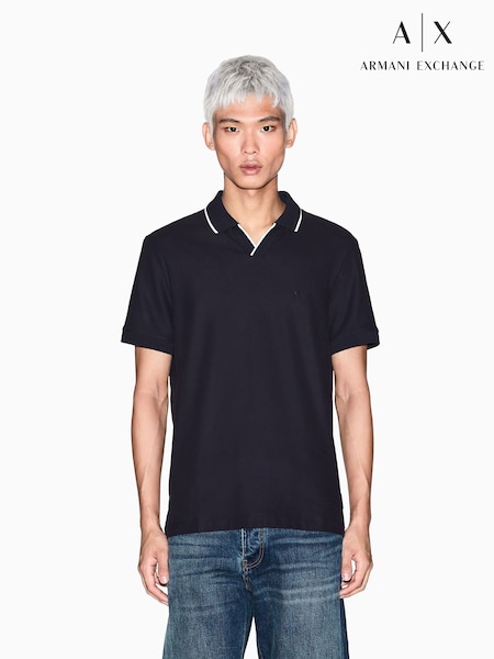Armani Exchange Regular Fit Blue Logo Polo Shirt (F21065) | £80