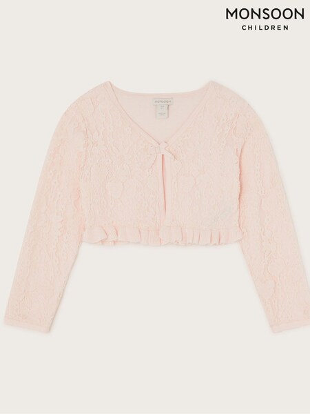 Monsoon Pink Lace Frill Bow Cardigan (F21151) | £28 - £32