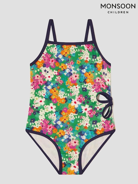 Monsoon Green Floral Print Cut-Out Swimsuit (F21171) | £19 - £23