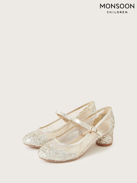 Monsoon Gold Annabelle Glitter Mesh Heels (F21177) | £29 - £33
