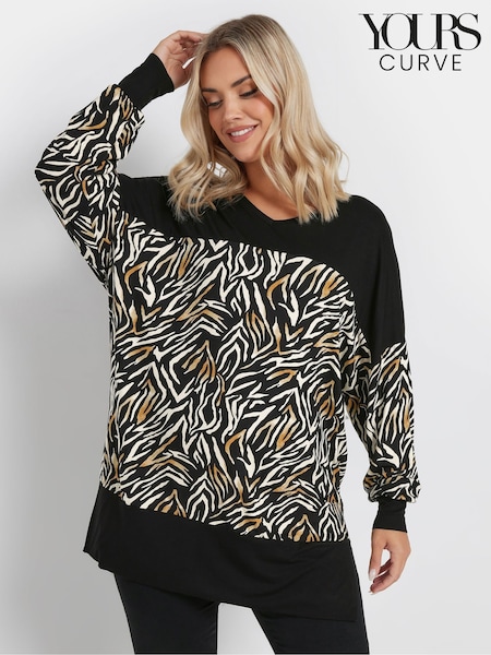 Yours Curve Black Colourblock Top (F21204) | £27