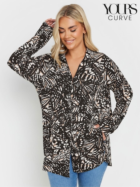 Yours Curve Black Abstract Jersey Shirt (F21211) | £29