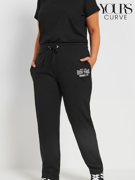 Yours Curve Black New York Logo Stretch Joggers (F21258) | £27