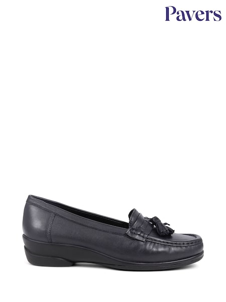 Pavers Blue Leather Slip-Ons Loafers (F21268) | £38