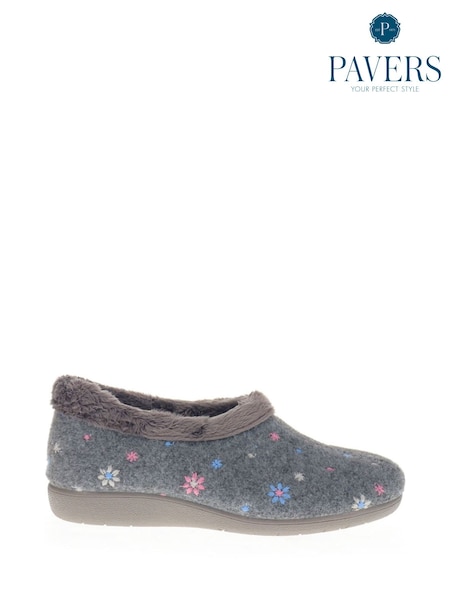 Pavers Grey Slip-Ons Full Slippers (F21269) | £25