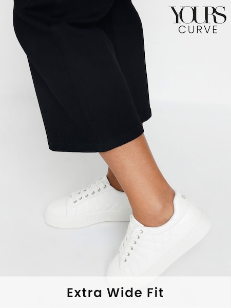 Yours Curve White Wide Fit Extra-Wide Fit Buckle Chunky Trainers (F21311) | £29