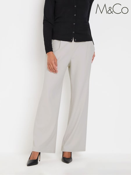 M&Co Grey Wide Leg Formal Trousers (F21322) | £39