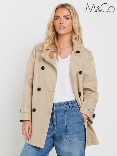 M&Co Natural Petite Short Dipped Back Trench Coat (F21386) | £70