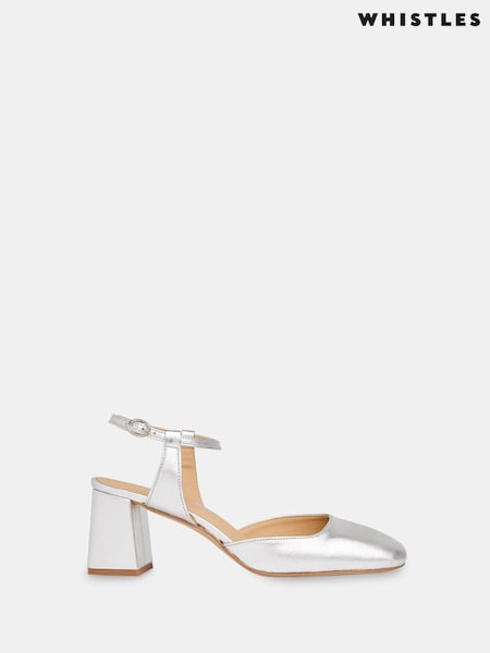 Whistles Silver Matilda Block Heel Shoes (F21465) | £159