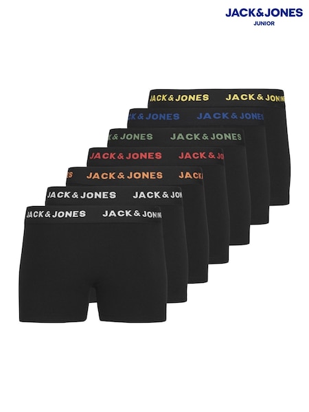 JACK & JONES Junior Logo Black Boxers 7 Pack (F21575) | £40