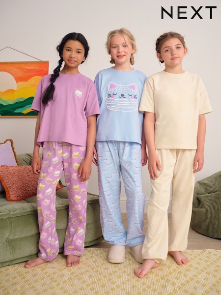Blue/Pink Cataroon Jogger Pyjamas 3 Pack (3-16yrs) (F21586) | £37