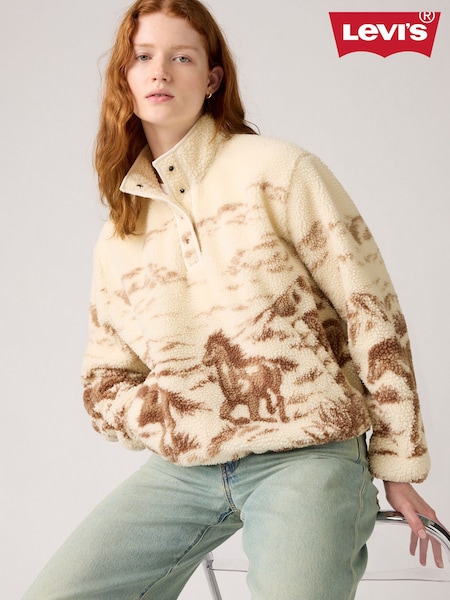 Levi's® Whisper White Kasey Sherpa Fleece Pullover (F21820) | £95