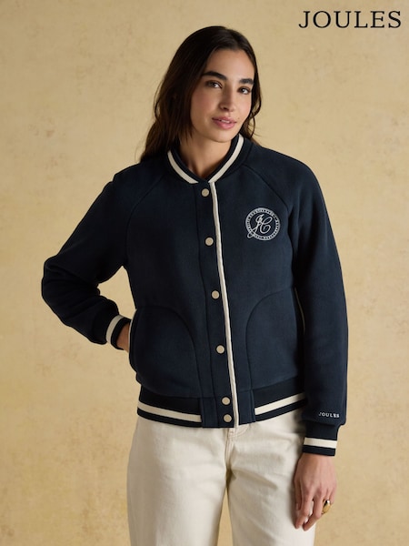 Joules Margot Navy Varsity Fleece Jacket (F22122) | £75