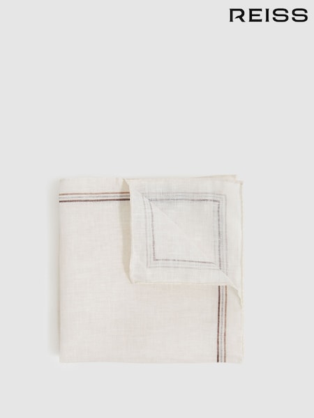 Reiss Ecru Fiorello Linen Pocket Square (F22189) | £38