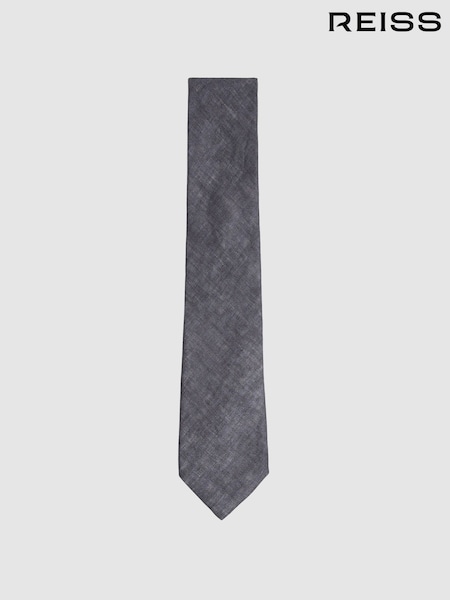 Reiss Navy Elio Linen Textured Tie (F22195) | £58