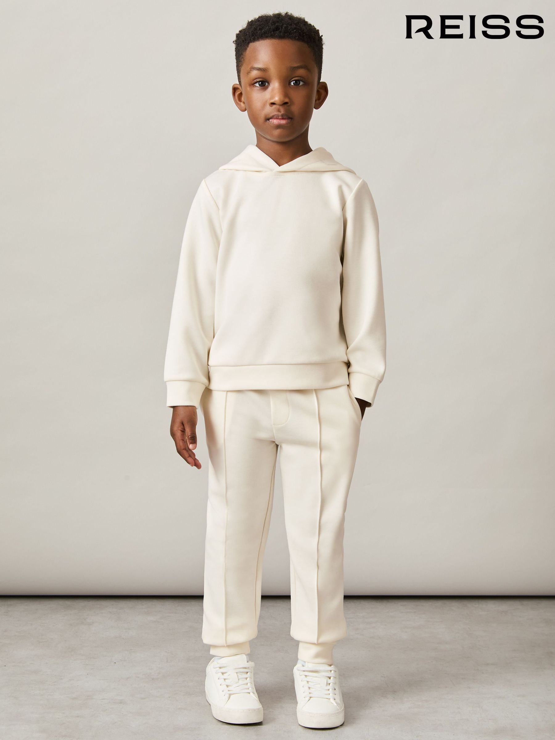 Boys white joggers discount