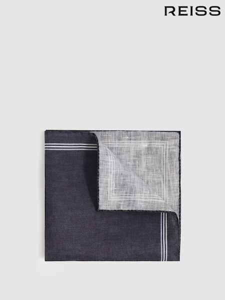 Reiss Navy Fiorello Linen Pocket Square (F22205) | £38
