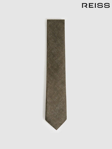 Reiss Olive Elio Linen Textured Tie (F22220) | £58
