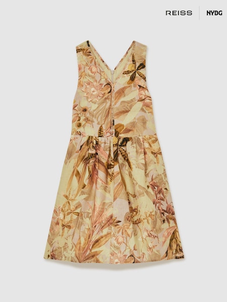 Reiss Khaki Anna 13-14 yrs Reiss | NYBG Floral-Print Midi Dress (F22222) | £85