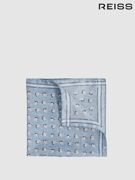 Reiss Soft Blue Melange Enrico Almond Print Silk Pocket Square (F22227) | £38