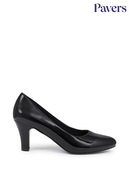 Pavers Black Cone Heeled Court Shoes (F22263) | £30