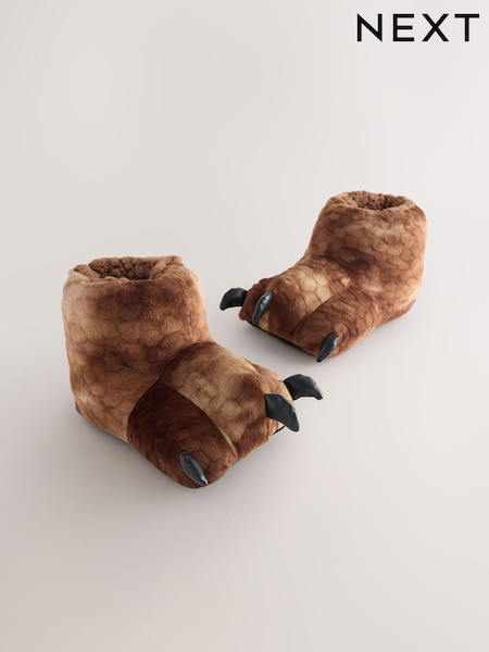 Brown Dinosaur Claw 3D Slipper Boots (F22285) | £15 - £18