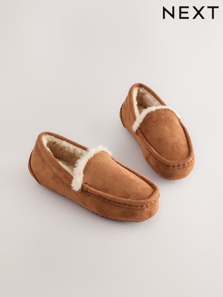 Tan Brown Cosy Moccasin Slippers (F22287) | £15 - £18