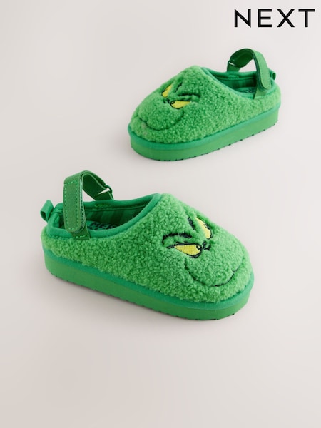 Green Grinch Borg Slipper Mules (F22292) | £15 - £19