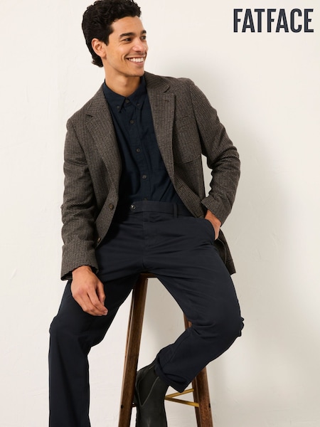 FatFace Witley Brown Wool Mix Houndstooth Check Blazer (F22305) | £119