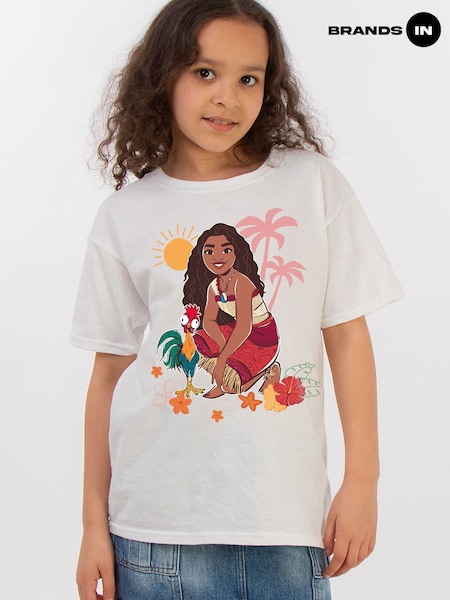 Brands In White Girls Moana Sunrise 100% Cotton T-Shirt (F22349) | £20