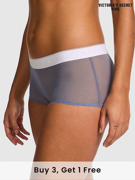 Victoria's Secret PINK Dusty Iris Blue Short Logo Mesh Knickers (F22407) | £9