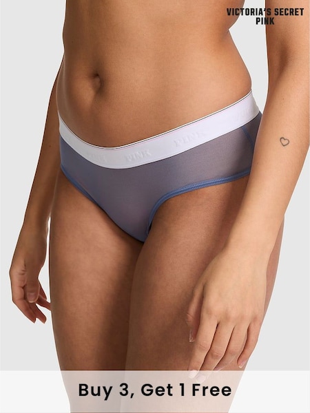 Victoria's Secret PINK Dusty Iris Blue Hipster Logo Mesh Knickers (F22410) | £9
