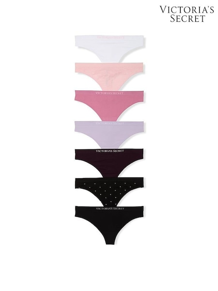 Victoria's Secret White/Pink/Purple/Black Thong 7 Pack Knickers (F22412) | £35