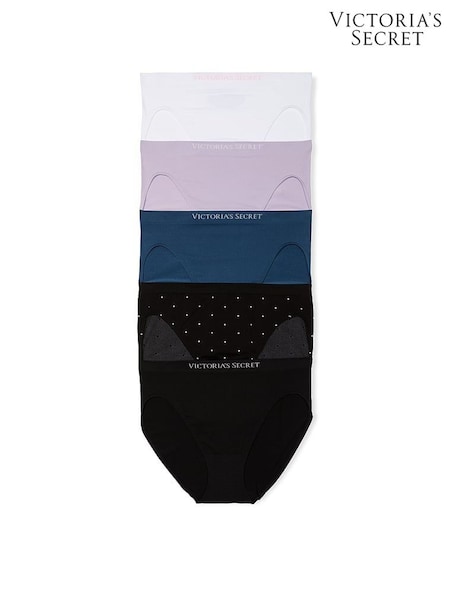 Victoria's Secret White/Purple/Blue/Black Brief 5 Pack Knickers (F22413) | £27