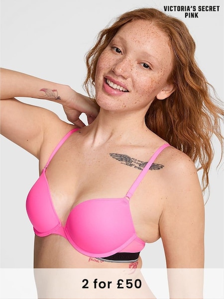 Victoria's Secret PINK Radiant Rose Pink Super Push Up Mesh Bra (F22449) | £29
