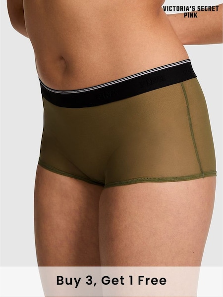Victoria's Secret PINK Olive Green Short Logo Mesh Knickers (F22452) | £9