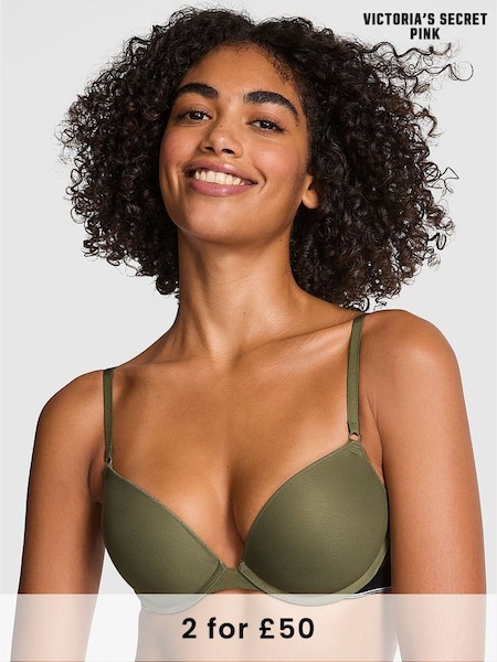 Victoria's Secret PINK Olive Green Super Push Up Mesh Bra (F22458) | £29
