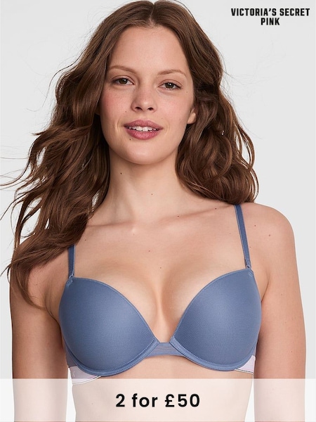 Victoria's Secret PINK Dusty Iris Blue Super Push Up Mesh Bra (F22465) | £29