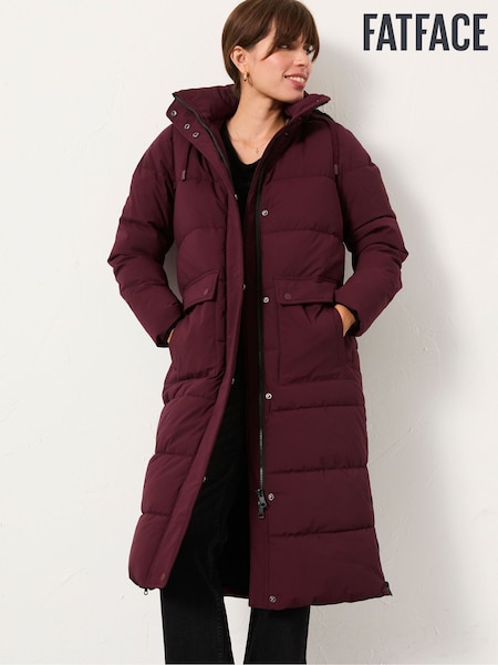 FatFace Harley Burgundy Red Longline Puffer Coat (F22484) | £140