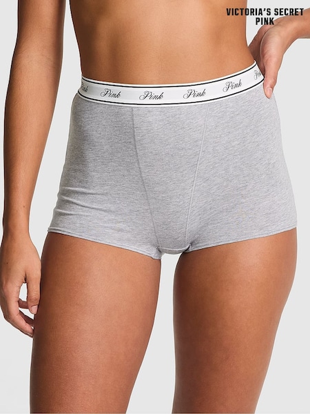 Victoria's Secret PINK Grey Heather High Waist Cotton Logo Knickers (F22495) | £9