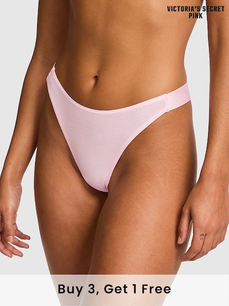 Victoria's Secret PINK Pink Tulip Thong Cotton Logo Knickers (F22524) | £9