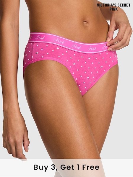 Victoria's Secret PINK Pink Gossip Dot Hipster Cotton Logo Knickers (F22550) | £9